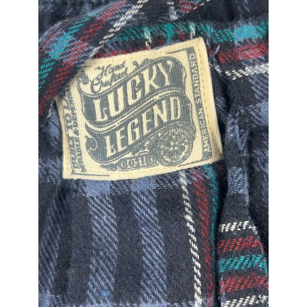 Lucky Brand Sleepwear Mens Small Blue Plaid Pajama Pants Cotton Blend Lounge